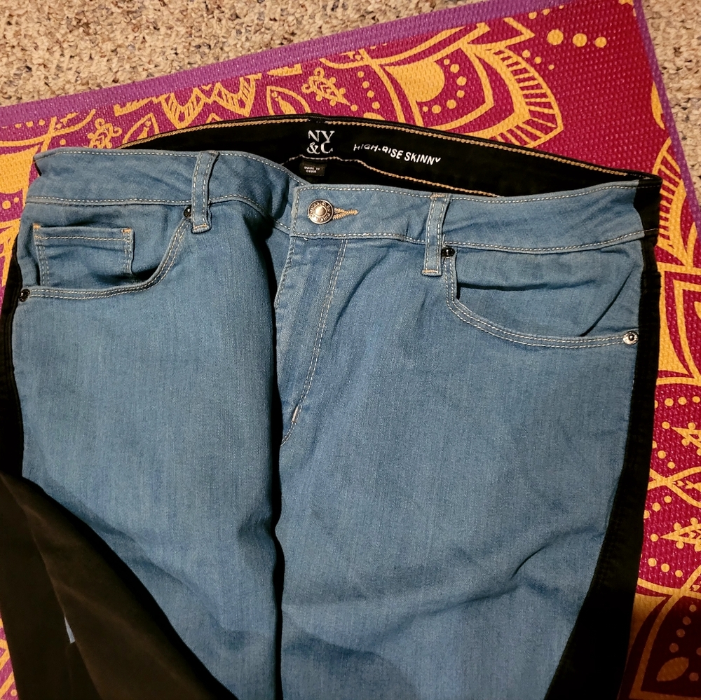 NY & Co straight leg two tone jeans size 16